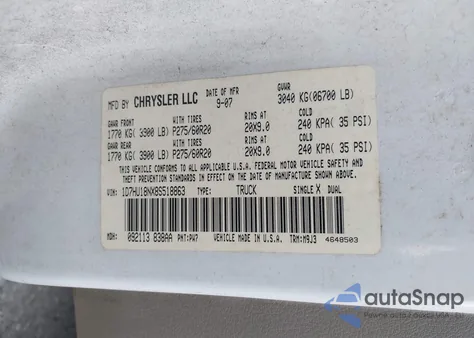 2008 Dodge Ram 1500 Slt from USA, damaged, VIN 1D7HU18NX8S518863